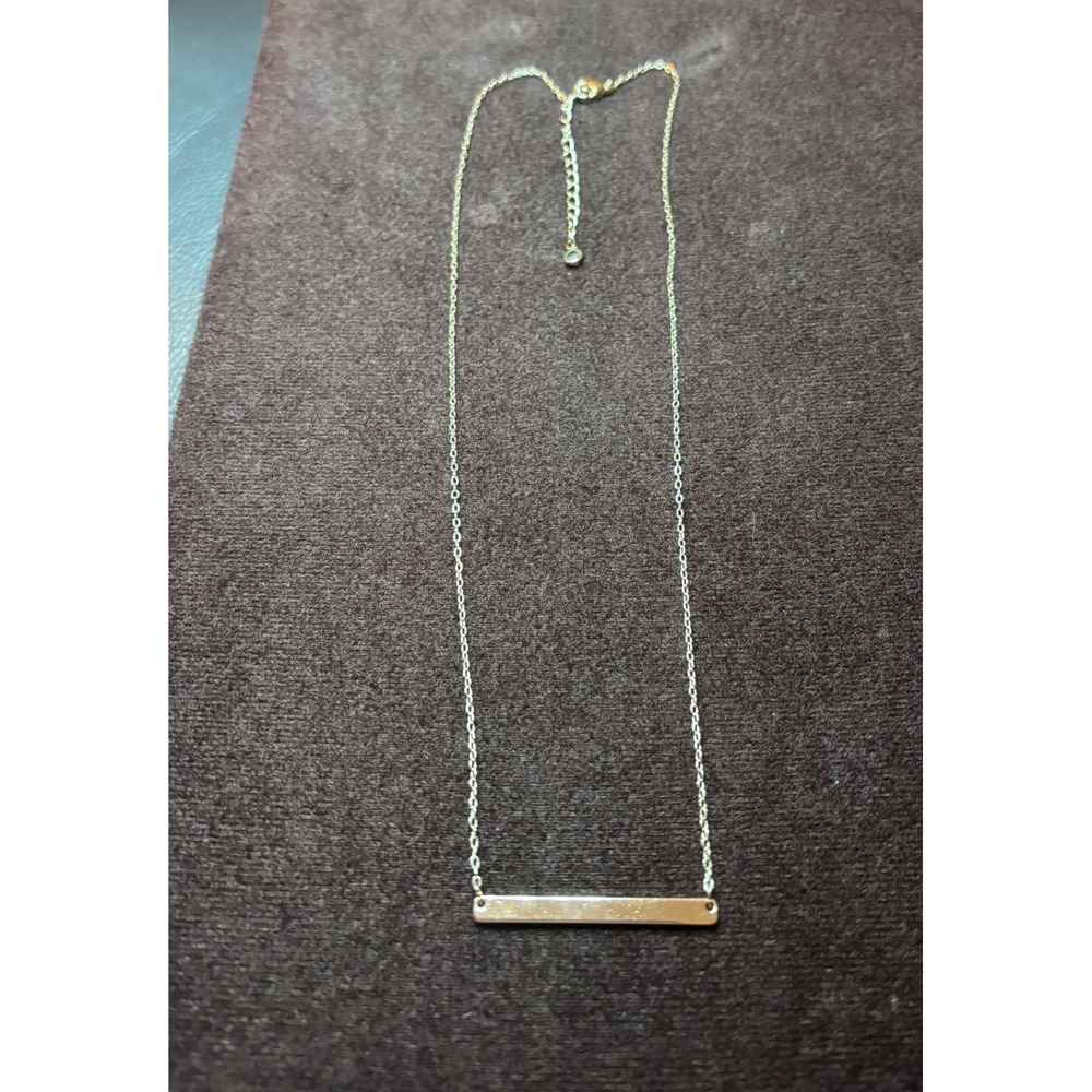Gold plated Minimalist Horizontal Bar Necklace Adjustable Cable Chain 18"/20"